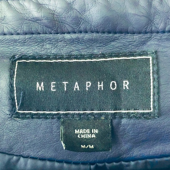 Metaphor Navy Faux Leather Jacket - Size Medium - Picture 4 of 8